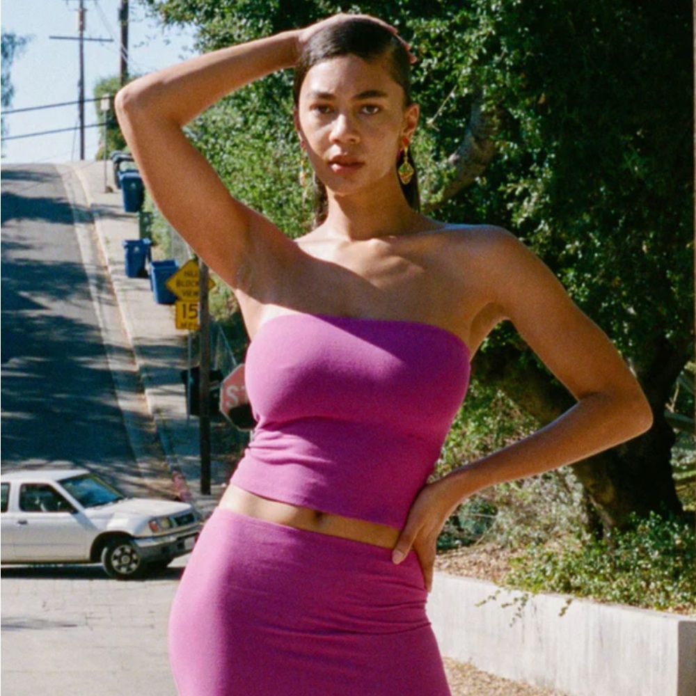 Gil Rodriguez Tube Top in Dark Magenta, Size Small NWT